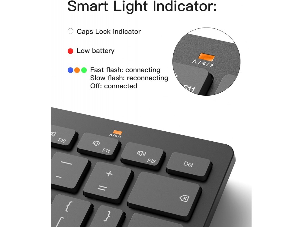 Inateck Ultra Slim Bluetooth Multi-Device Keyboard, Black