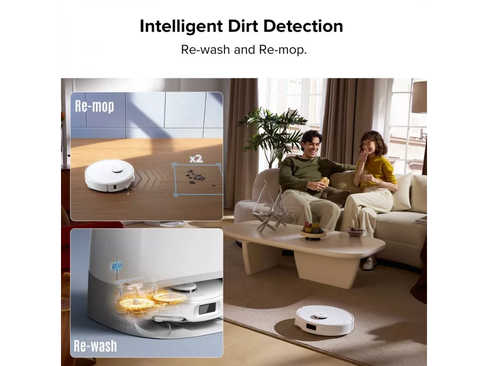 Roborock Q Revo Curv 5A1 Smart Robot Vacuum / Mopping Cleaner, 17,000Pa, & Auto Mop Lifting, White