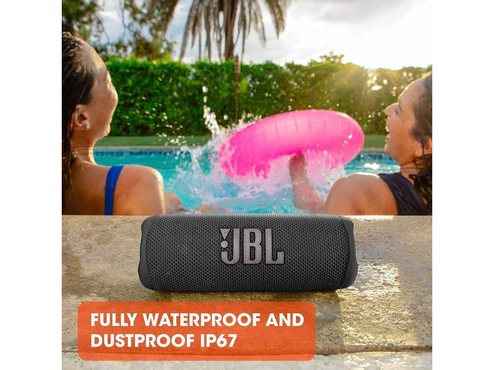 JBL Flip 6, Αδιάβροχο Ηχείο Bluetooth IPX7 με Λειτουργία PartyBoost και Διάρκεια Μπαταρίας έως 12 Ώρες, Black