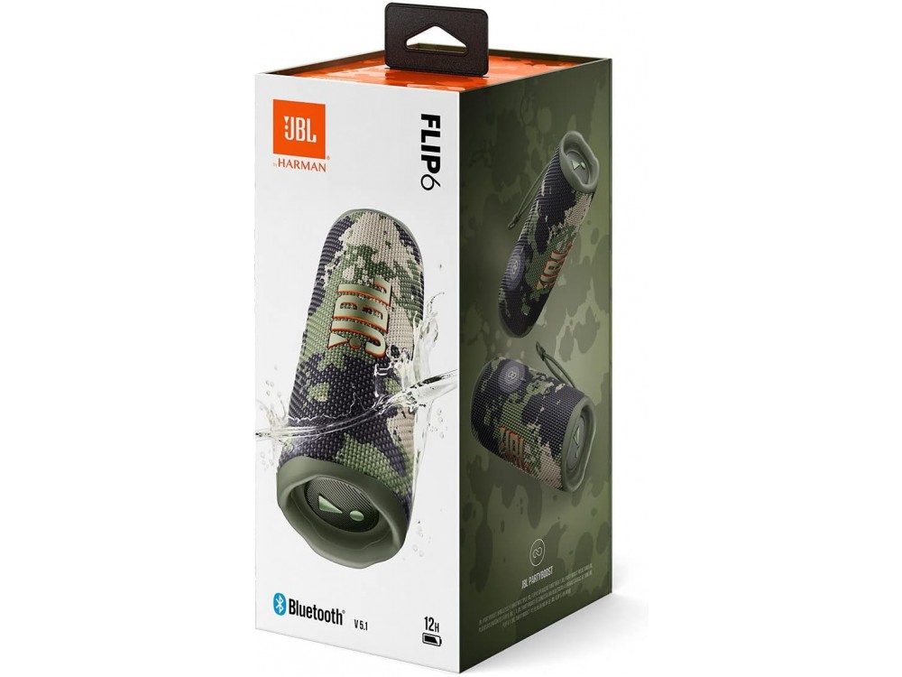 JBL Flip 6, IPX7 Waterproof Bluetooth Speaker with PartyBoost Function and Battery Life of up to 12 Hours, Squad
