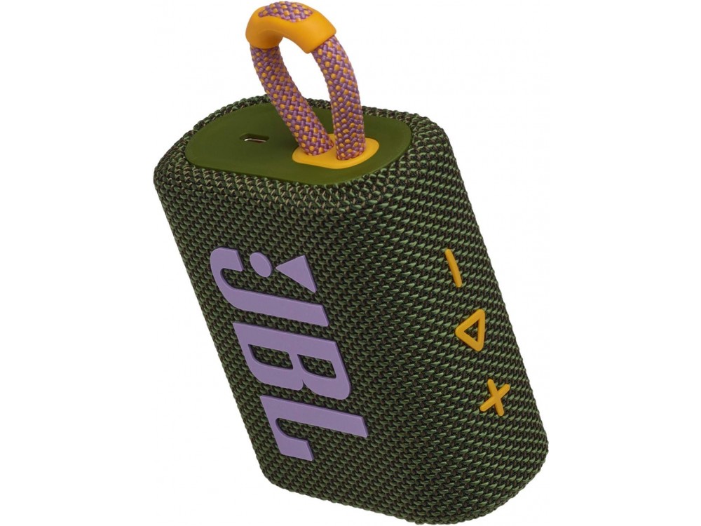 JBL Go 3, Αδιάβροχο Ηχείο Bluetooth 4.2W RMS, IP67, Compact με Διάρκεια Μπαταρίας έως 5 Ώρες, Green
