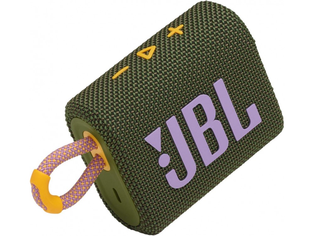 JBL Go 3, Αδιάβροχο Ηχείο Bluetooth 4.2W RMS, IP67, Compact με Διάρκεια Μπαταρίας έως 5 Ώρες, Green
