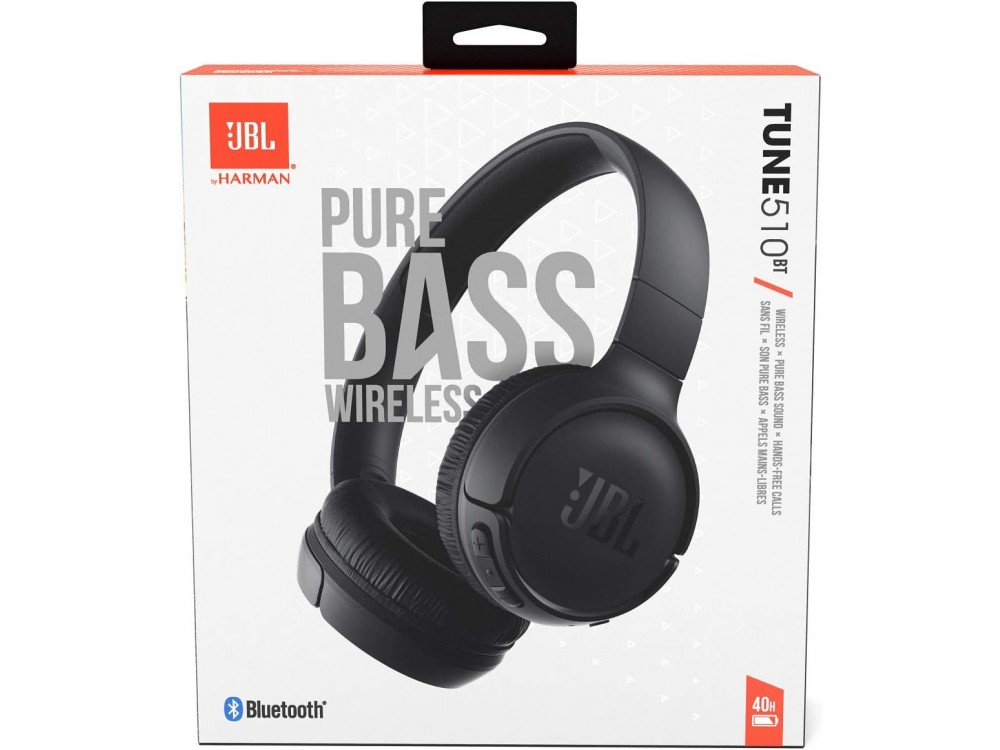 JBL Tune 510BT, On-Ear Ασύρματα Ακουστικά Bluetooth με Speed Charge, Multi-Point Connection & Μπαταρία έως 40 Ώρες, Black