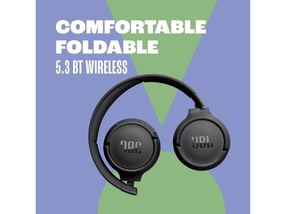 JBL Tune 520BT, On-Ear Ασύρματα Ακουστικά Bluetooth 5.3 με Multi-point Connection & Διάρκεια Μπαταρίας έως 57 Ώρες, Black