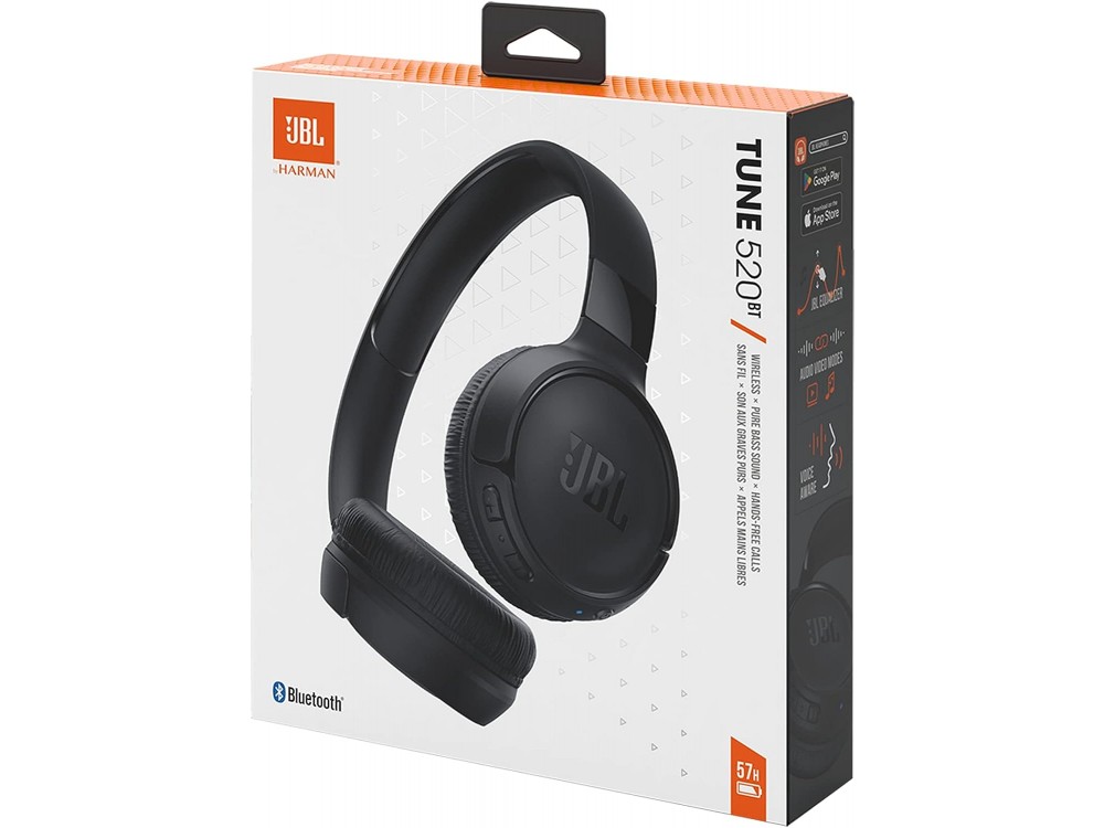 JBL Tune 520BT, On-Ear Wireless Bluetooth 5.3 Headphones with Multi-point Connection & Battery Life up to 57 Hours, Black