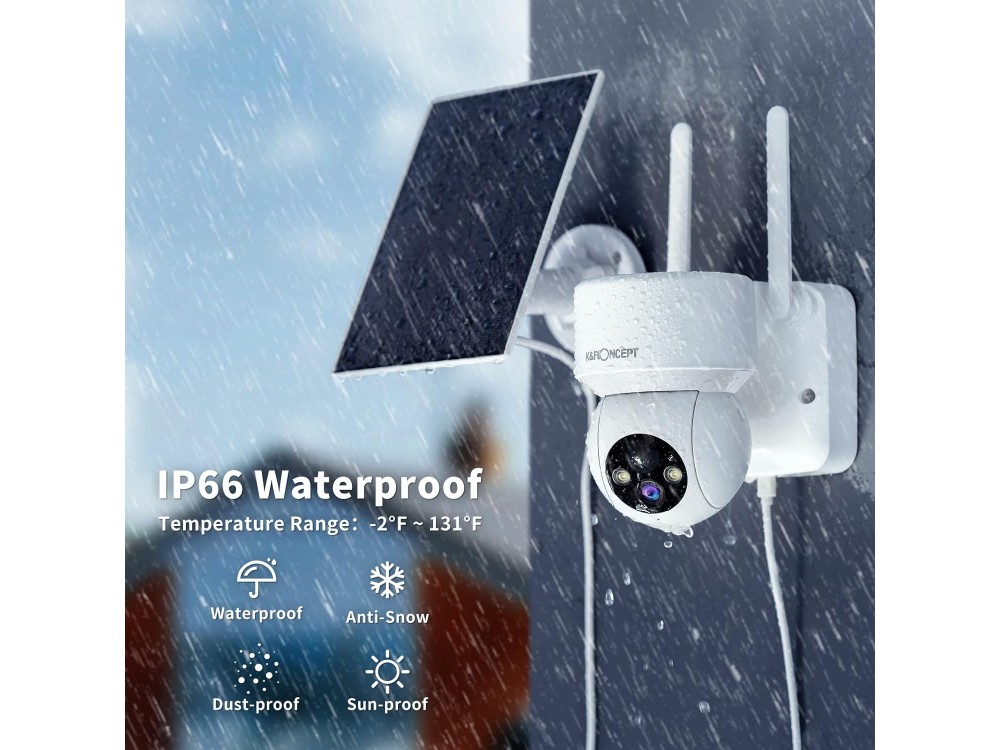 KF Concept DQ201 IP  Waterproof Surveillance Camera Wi-Fi, 1080p, with Two-Way Communication, Motion Detection & Solal Charger