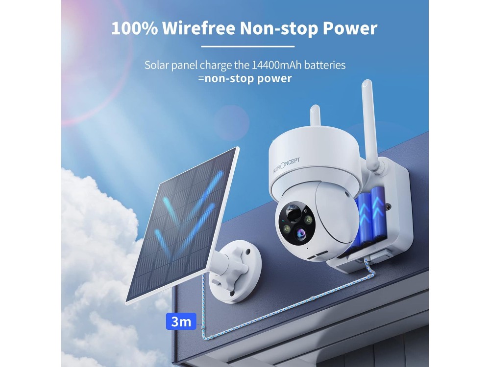 KF Concept DQ201 IP Αδιάβροχη Κάμερα Παρακολούθησης Wi-Fi, 1080p, με Αμφίδρομη Επικοινωνία, Motion Detection & Solal Charger
