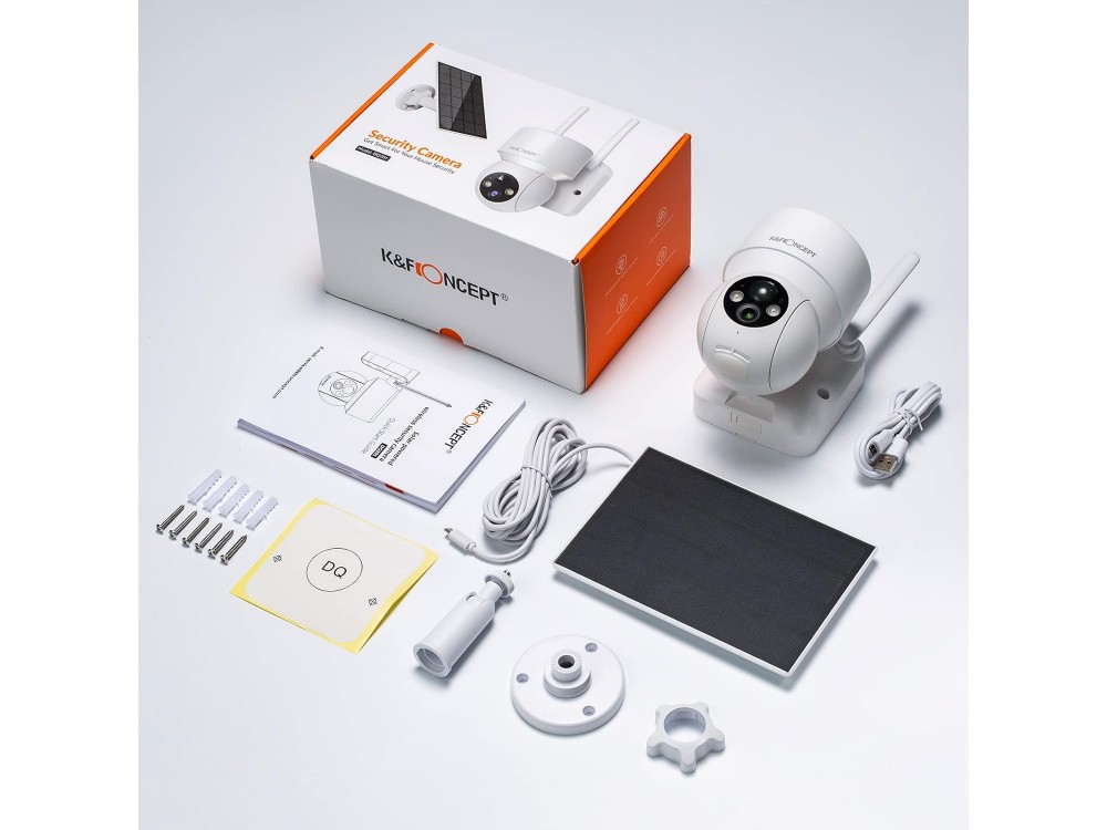KF Concept DQ201 IP  Waterproof Surveillance Camera Wi-Fi, 1080p, with Two-Way Communication, Motion Detection & Solal Charger