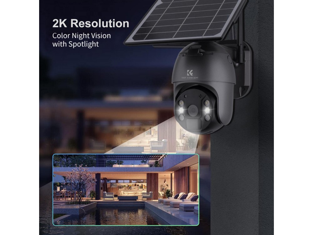 KF Concept KF50.0009AEU 4G LTE Waterproof Surveillance Camera IP66, with Battery 10400mAh & Solar Charger