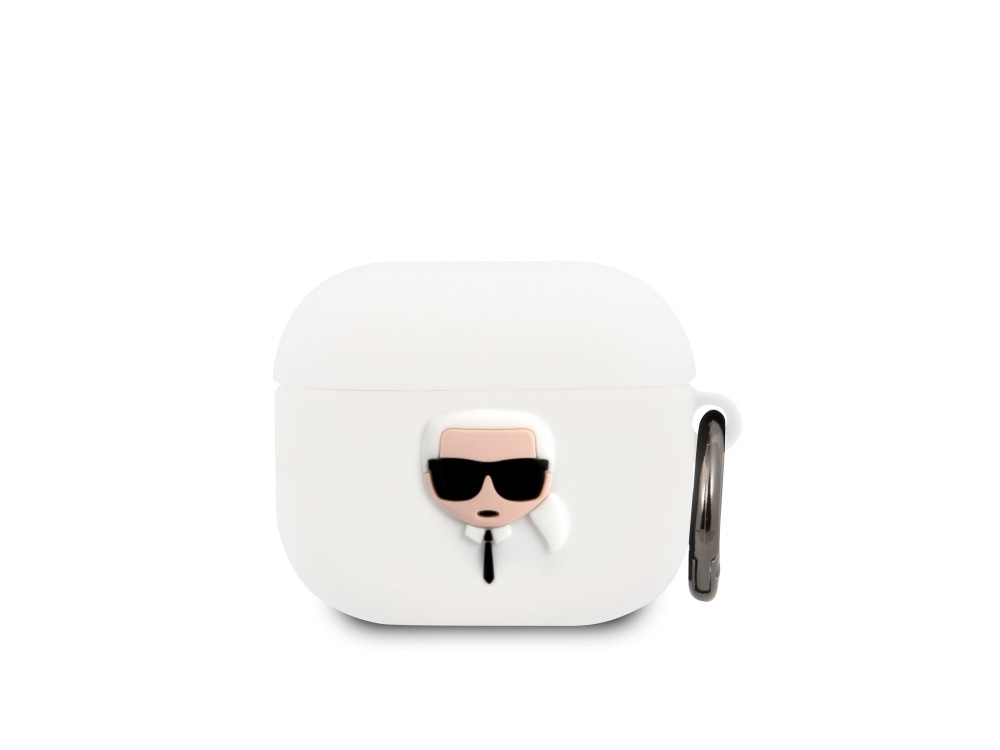 Karl Lagerfeld AirPods 3 Karl's Head Silicone Case, White