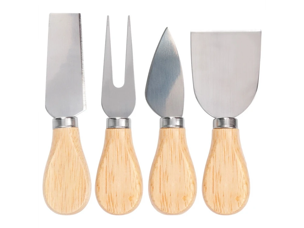Vilde Premium Cheese Board with Knives, Bamboo Cheese Platter, Plate & Set of 4 Knives