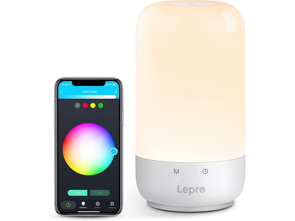 LE Professional RGB Smart Φωτάκι Νυχτός, Ρύθμιση Φωτεινότητας, με Wifi, Touch Control και Timer, Silver