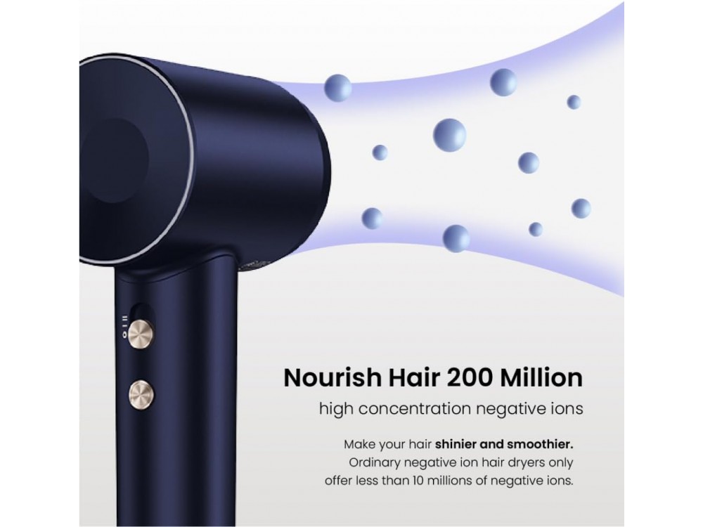 Laifen Swift Premium Hair Dryer, Ionic Πιστολάκι Μαλλιών με Φυσούνα, Θήκη, 2 Εξαρτήματα & 1.8μ. Καλώδιο, 1600W, Golden Blue