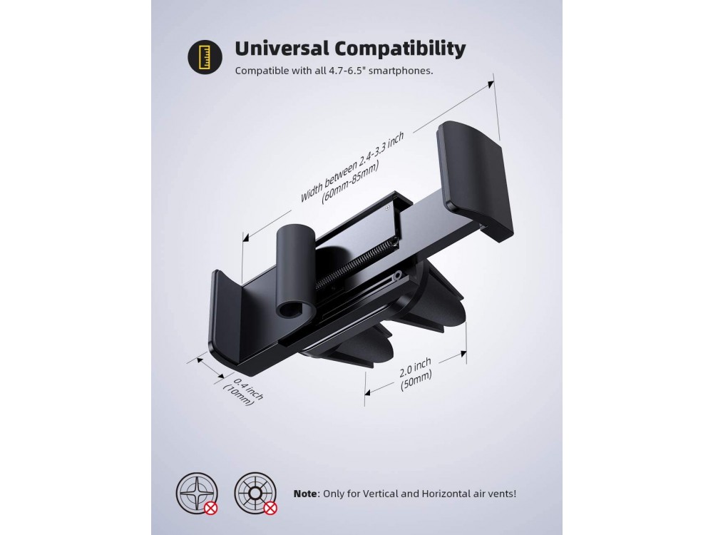 Lamicall C2 Car Vent Phone Mount, Βάση Αυτοκινήτου αεραγωγού για Smartphone, Black