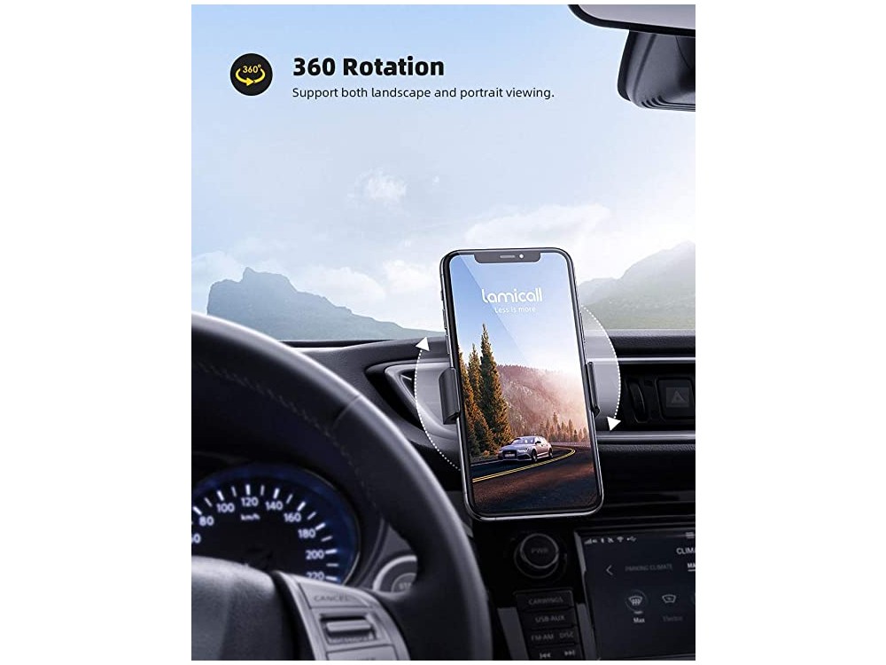 Lamicall C2 Car Vent Phone Mount, Βάση Αυτοκινήτου αεραγωγού για Smartphone, Black