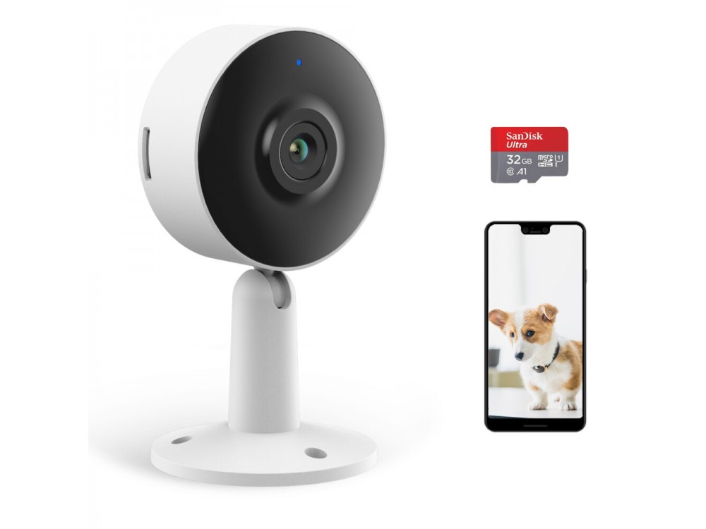 Laxihub IN1-32 IP Camera HD, Night Vision, 2-Way Audio, WiFi and Motion Detection with 32GB Memory Card