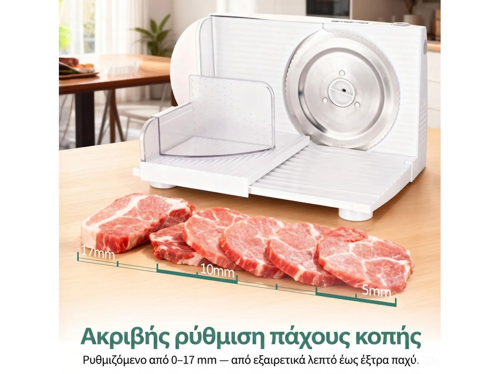 Emerio All-purpose Slicer Electric Stainless steel, Sausage Cutter Adjustable 0-17 mm, BPA-free,  Folding