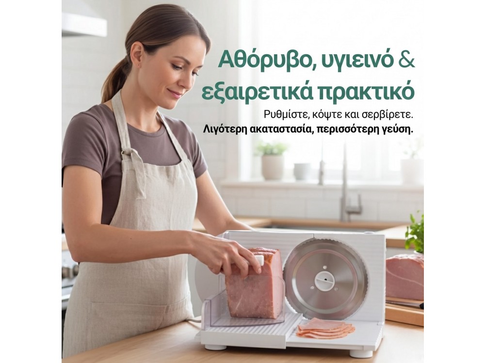 Emerio All-purpose Slicer Electric Stainless steel, Sausage Cutter Adjustable 0-17 mm, BPA-free,  Folding