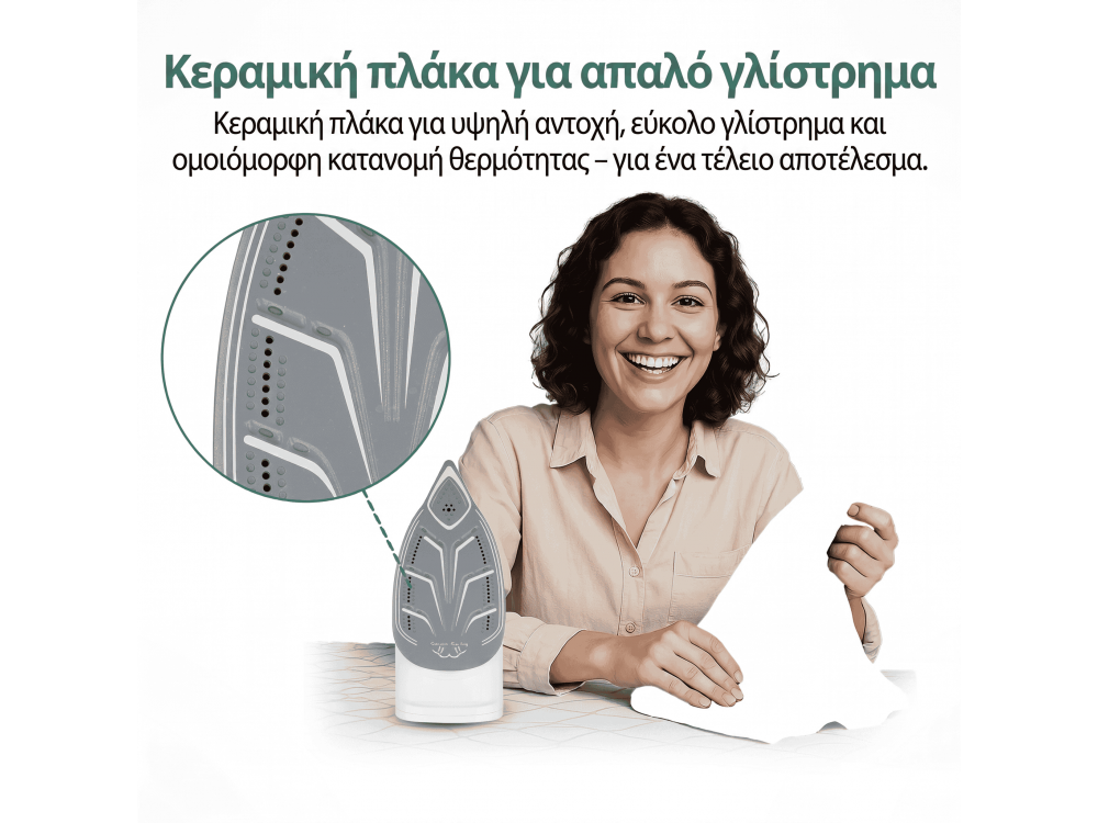 Emerio Σίδερο Ατμού 2000W με Κεραμική Πλάκα και Συνεχόμενη Παροχή 17gr/min