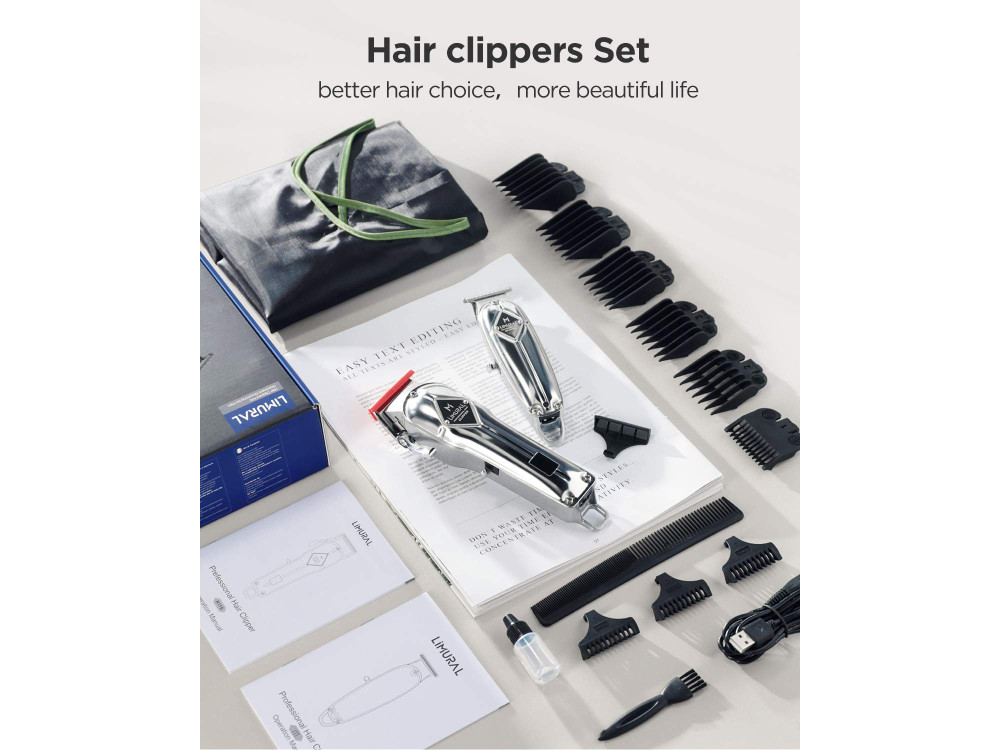 Limural K11S + I11 16 in 1 Barber Set with Wireless Hair Clipper & T-Blade Beard Trimmer