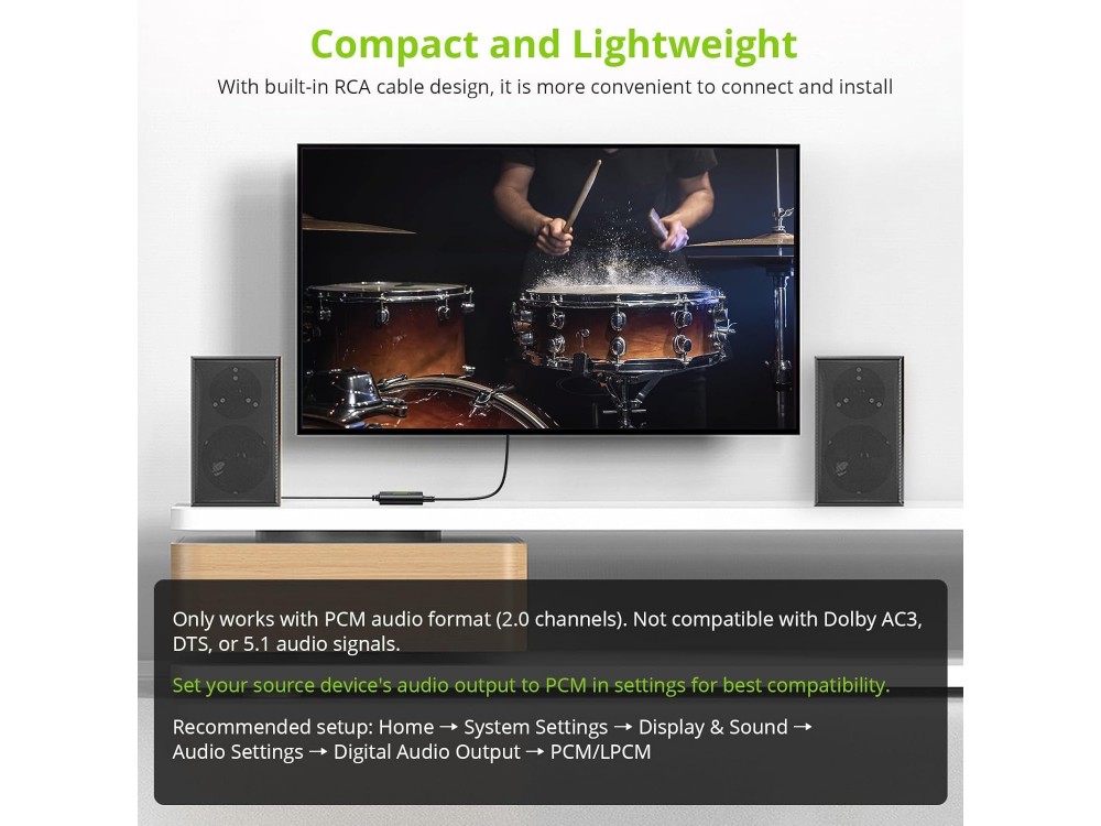 Linkfor Digital To Analog Audio Converter, 192kHz DAC Adapter from Optical Coaxial/SPDIF to RCA L/R