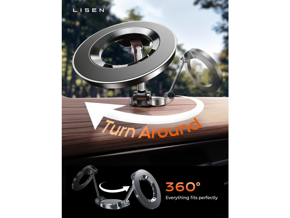 Lisen Magnetic Car Phone Mount, MagSafe Magnetic Dashboard / Windshield Mount for iPhone, Black