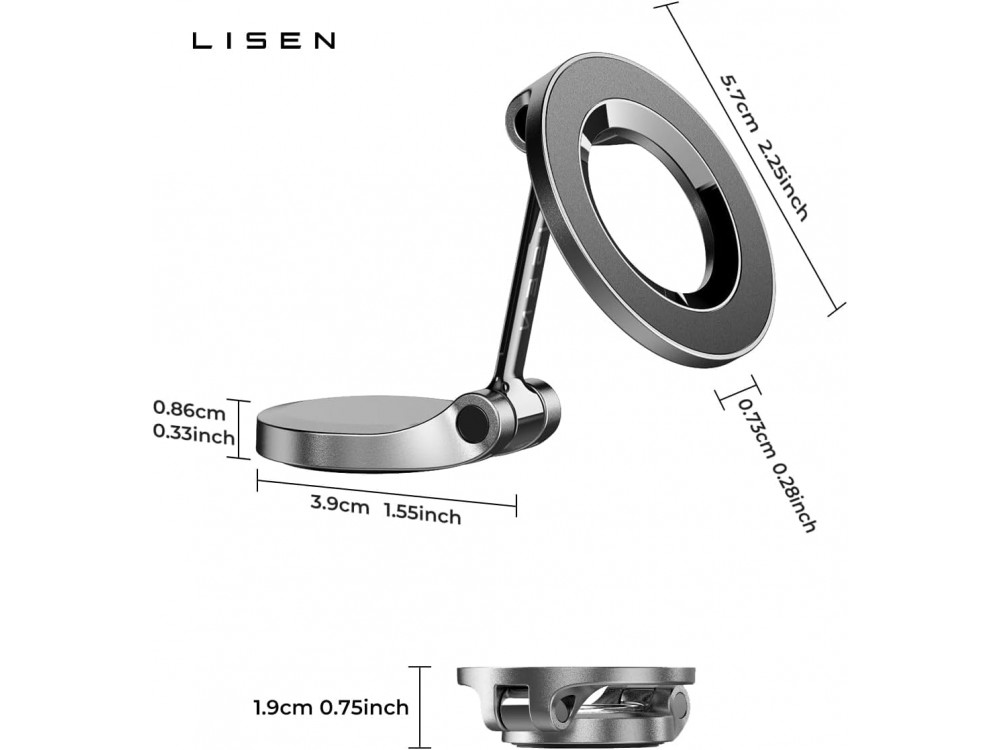 Lisen Magnetic Car Phone Mount, MagSafe Magnetic Dashboard / Windshield Mount for iPhone, Black