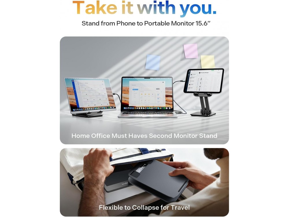 Lisen Tablet Holder, Telescopic Base / Stand for Mobile Phone / Tablet 4"-15.9", Black