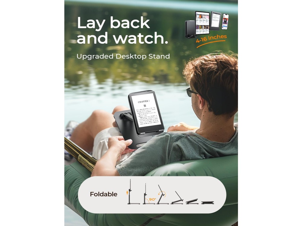 Lisen Tablet Holder, Telescopic Base / Stand for Mobile Phone / Tablet 4"-15.9", Black
