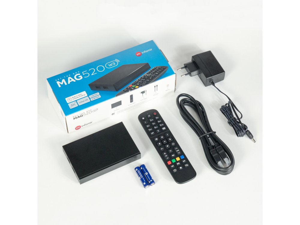 Infomir MAG520w3 4K IPTV SET-TOP Box, HEVC H.265, 4K @ 60FPS Box based TV Box with Dual-Band WIFI, S905X2, 1 GB RAM, 4 GB eMMC