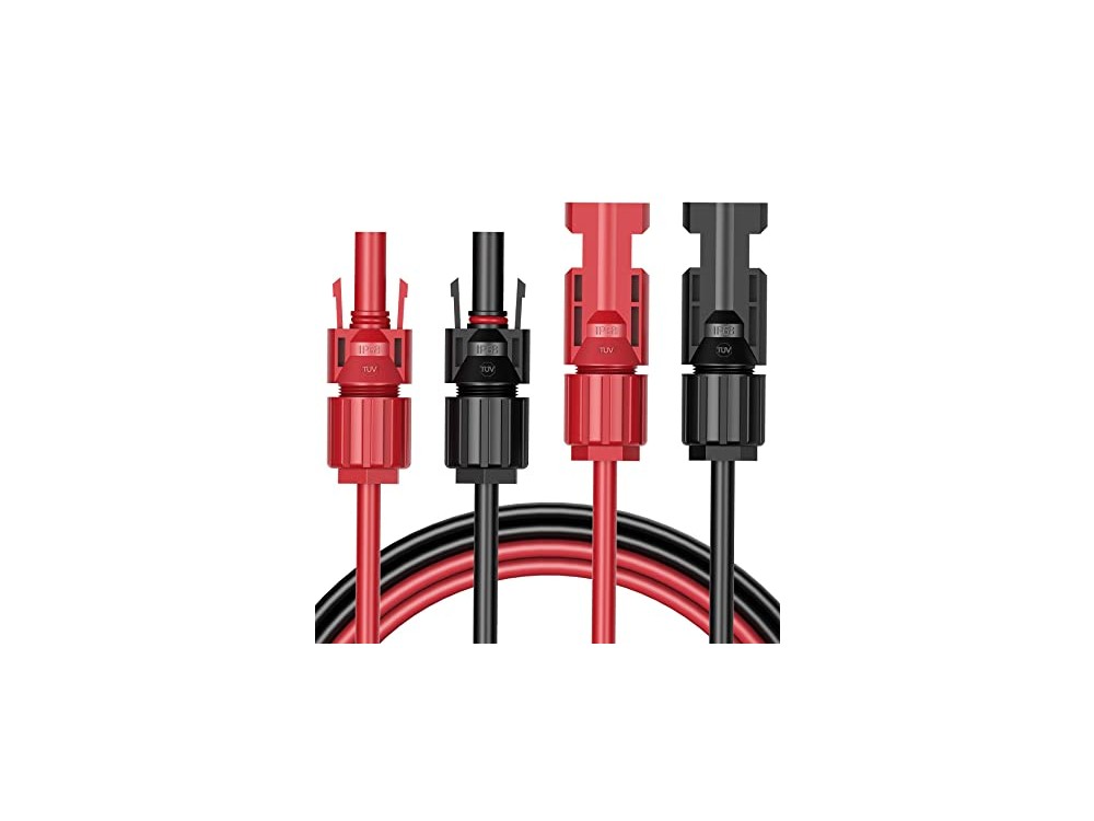 MC4 Solar Extension Cable, Καλώδιο Επέκτασης 6 mm2 για Solar Panels, Σετ των 2 * 3m (Κόκκινο / Μαύρο)