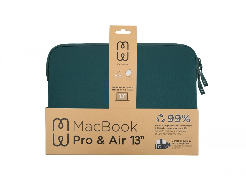 MW Basics ²Life Sleeve/Case Macbook Pro & Air 14" / Laptop DELL XPS / HP / Surface, Green / White