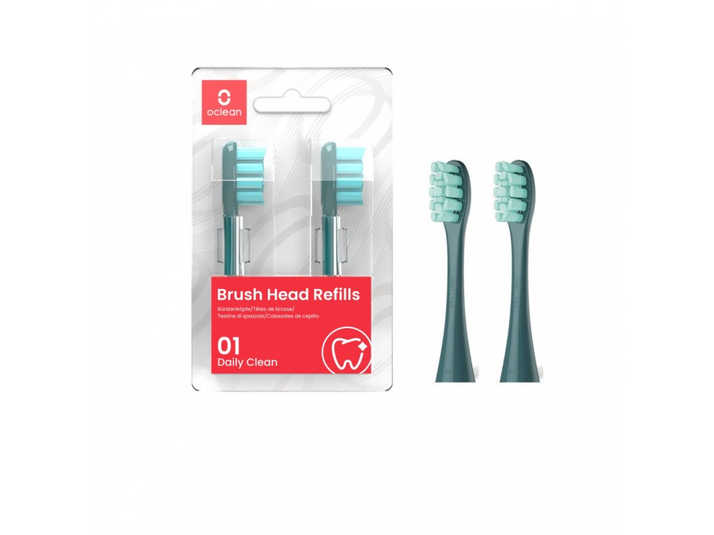 Oclean Standard Ανταλλακτικές κεφαλές για Ηλεκτρικές Οδοντόβουρτσες Oclean, Βαθύ Καθαρισμού, Σετ των 2, Green