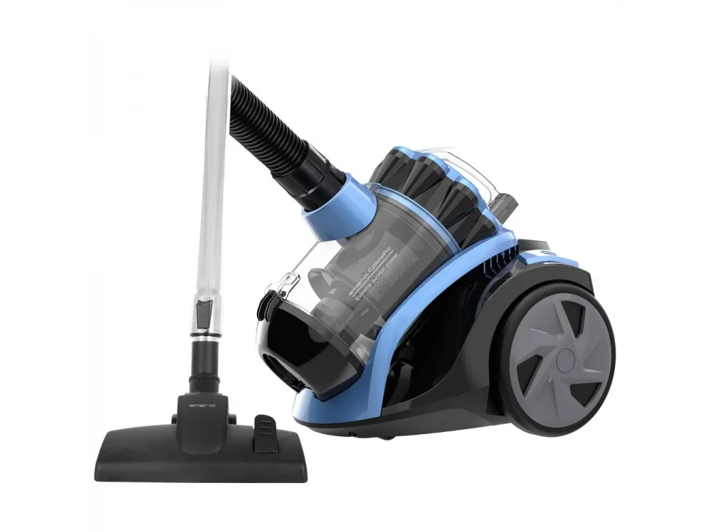 Emerio Eco Cyclone Vacuum Cleaner, Vacuum Cleaner 900W without Bag, with HEPA Filter & 2L Bucket, Black / Blue