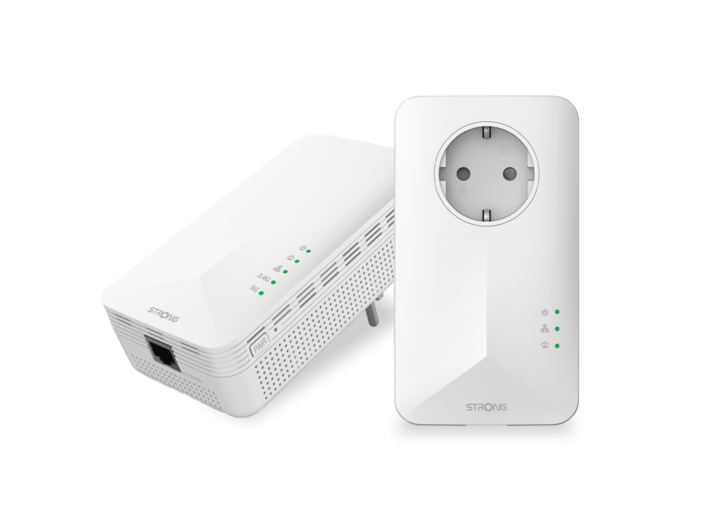 Strong Powerline 1000 Duo WiFi, Powerline Double for Wired Connection with WiFi, Passthrough Socket and Ethernet Port