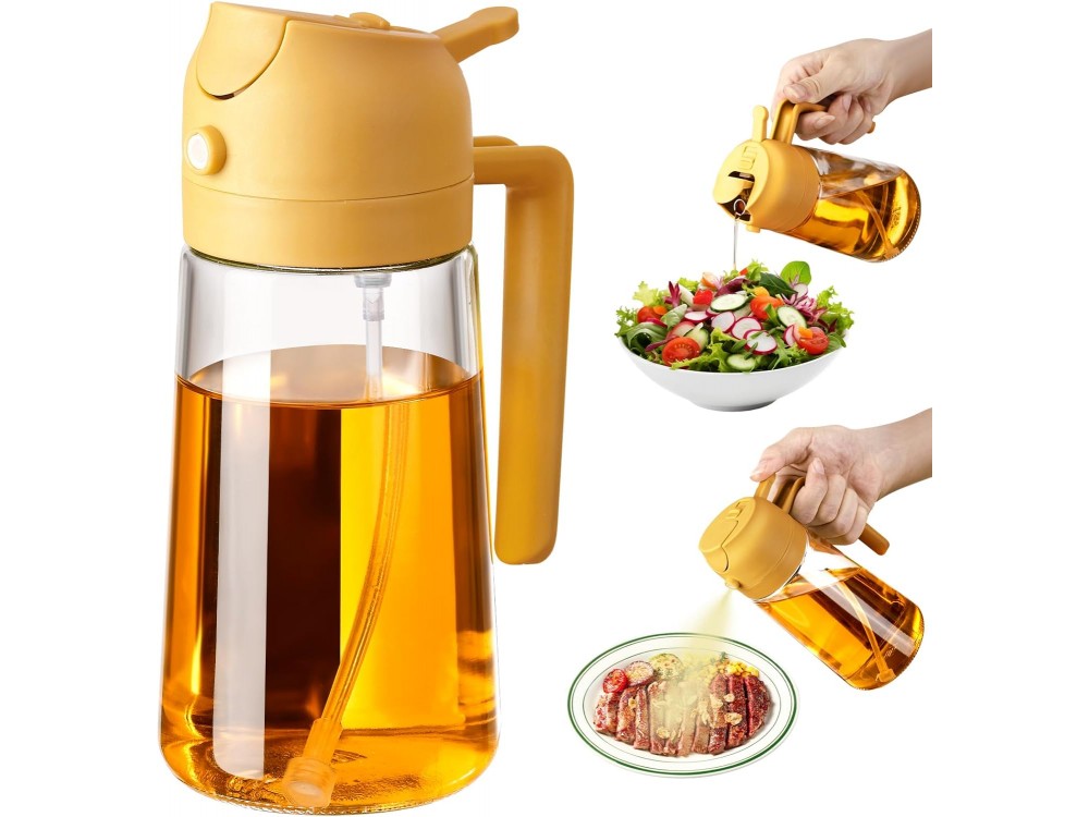 AJ Oil Sprayer for Cooking 470ml, Γυάλινο Δοχείο Λαδιού Σπρέι, Πορτοκαλί