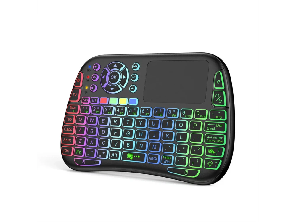 AJ Mini Wireless Keyboard RGB Backlit with Mouse Touchpad for Smart TV / Android TV Box / Smartphone / Tablet etc.