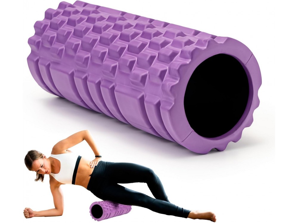 AJ Foam Roller for Muscle Massager, Κύλινδρος Μασάζ 45x14cm, Purple