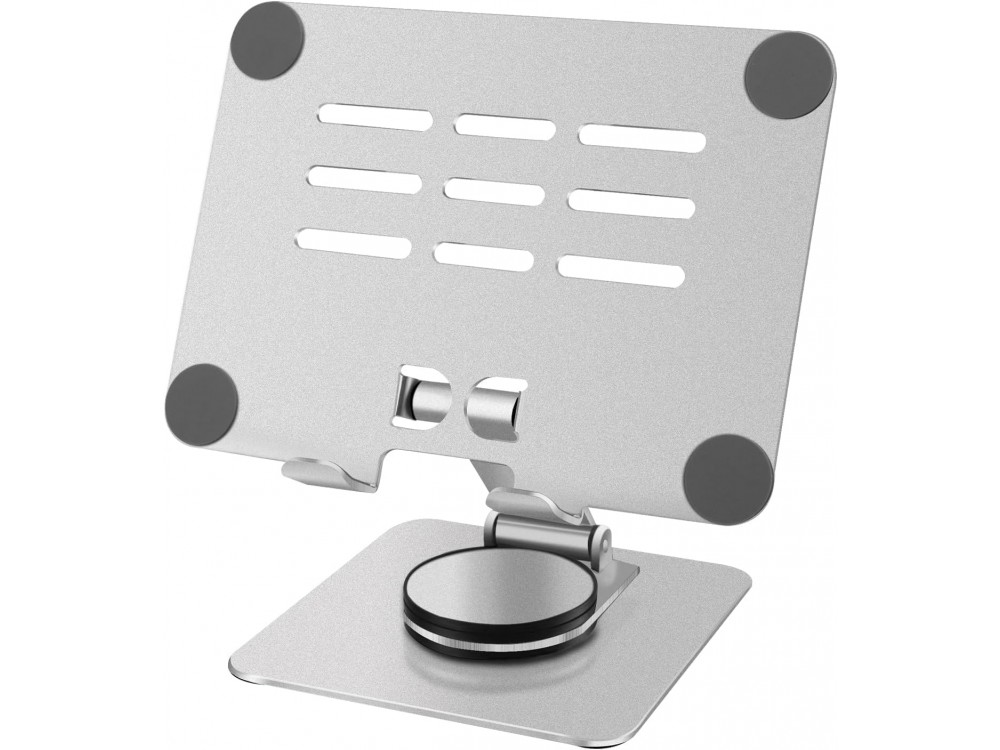AJ Ergonomic Folding Βάση / Stand Aluminum Laptop / Tablet Ρυθμιζόμενη 360° Riser για συσκευές έως 12", Silver