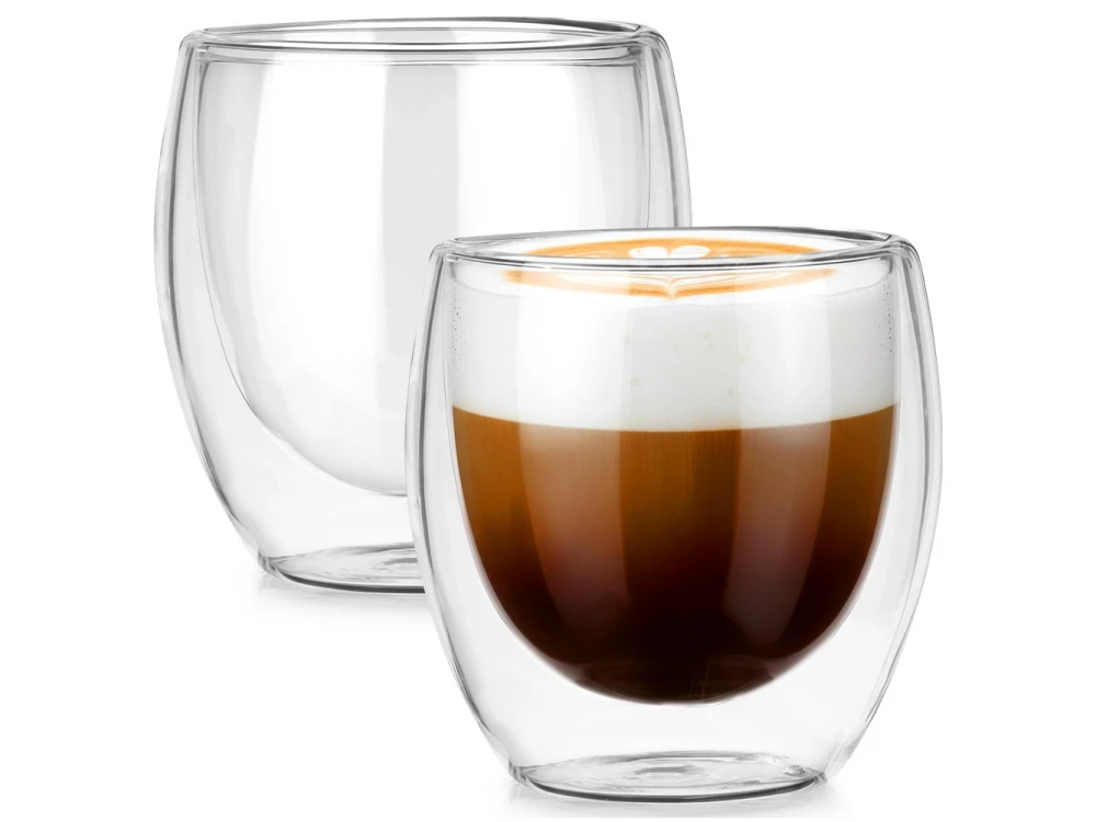 Vilde Premium Double Walled Glass, Espresso / Cappuccino Cups Set of 2 280ml Made of Double Borosilicate Glass