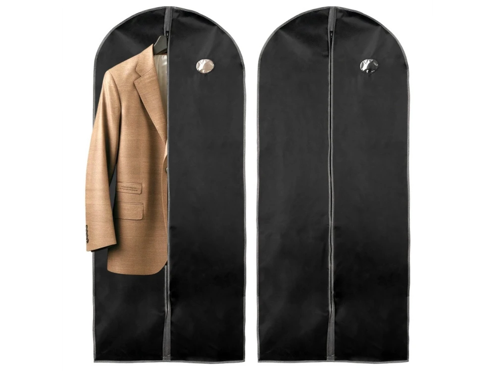 Vilde Hanging Coat Storage Case Fabric, Set of 2pcs, Black