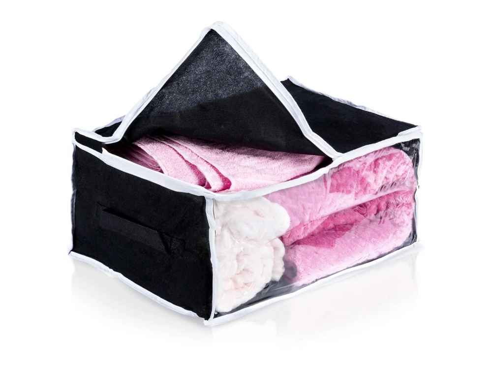 Vilde Fabric Clothes Storage Bag 27L 45x30x20cm with Window, Black