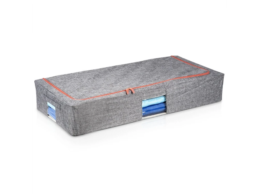 Vilde Fabric Storage Box / Clothes Storage Box 68L 95x45x16cm with 2 Openings/Window, Gray