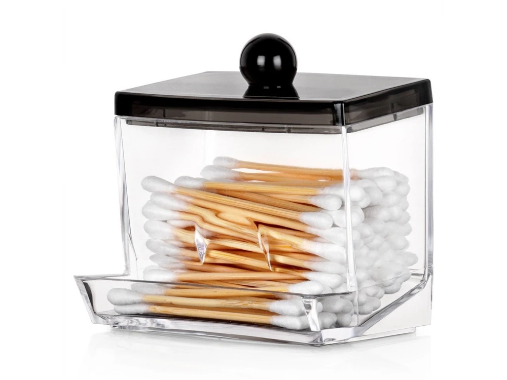 Vilde Cotton Bud & Cotton Case with Lid Black