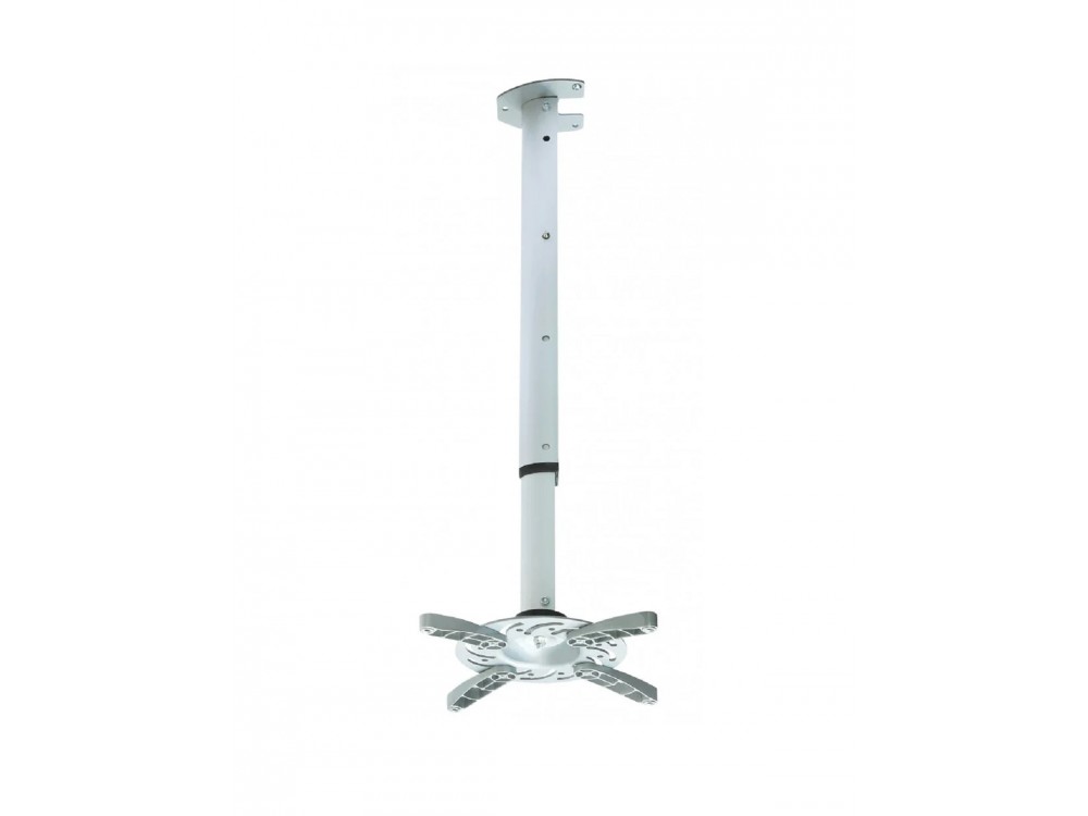 Techly Projector Ceiling Mount Up to 15kg, Universal, Adjustable 60-102cm, 360° Swivel & 30° Tilt, Silver
