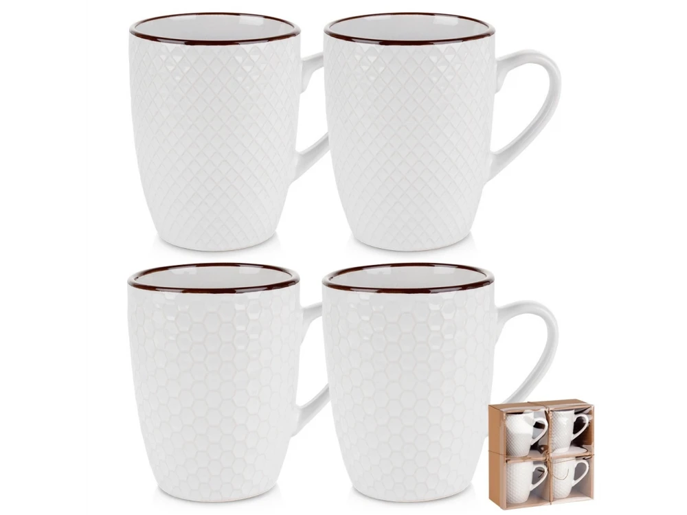Vilde Premium Mugs Ceramic, Ceramic Mugs set of 4pcs 400ml, White
