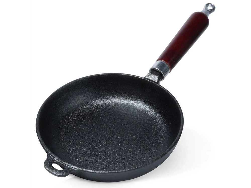 Vilde Premium Cast Iron Skillet 20cm, Cast Iron Skillet with Wooden Handle