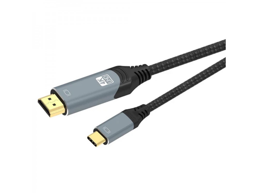 Nordic USB-C to HDMI 4K@60Hz Adapter 3μ. Καλώδιο με Νάυλον ύφανση (Thunderbolt / HDMI 2.0), Black