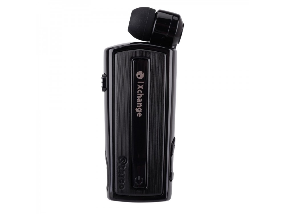 iXchange UA28 v2 In-ear Bluetooth Handsfree Lapel Headset, Retractable with Vibration, Black
