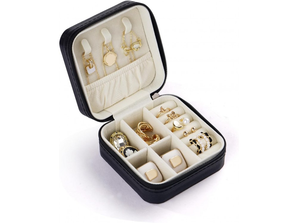 AJ Jewellery Box Case, Μπιζουτιέρα & Φορητή Κοσμηματοθήκη 10 x 10 x 5cm, Black